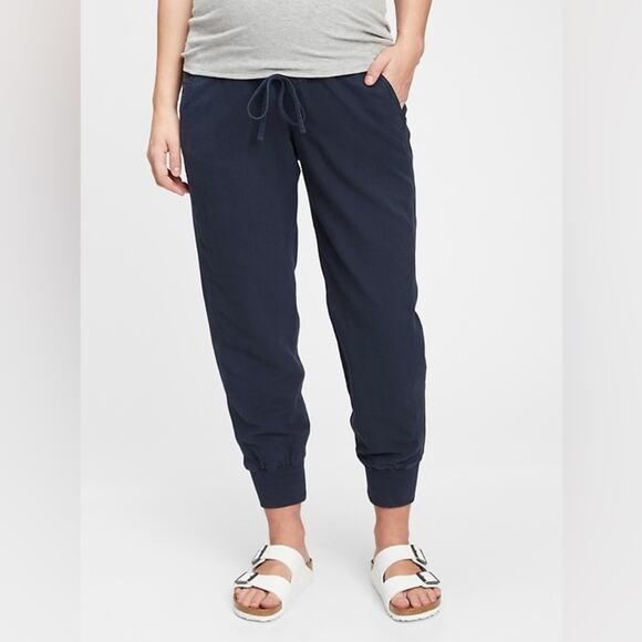 GAP Maternity Full Panel Ribbed Joggers In Navy Uniform Size S Lounge Athleisure - Picture 1 of 16